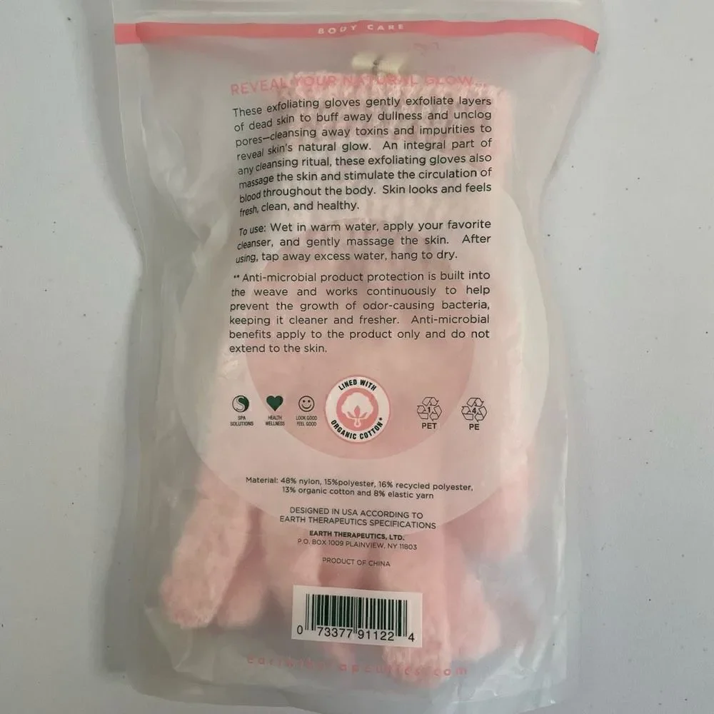 Earth Therapeutics| Exfoliating Hydro Gloves| Organic Cotton